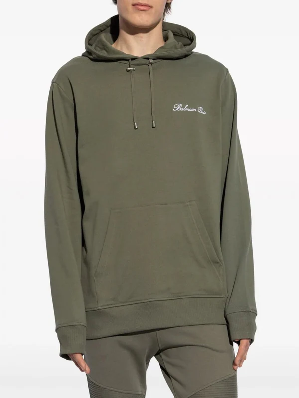 Logo Embroidered Cotton Hoodie - Image 3