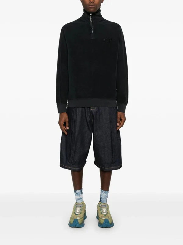 Logo Embroidered High Neck Half-Zip
  Sweatshirt - Image 2