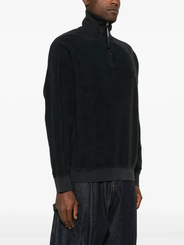 Logo Embroidered High Neck Half-Zip
  Sweatshirt - Image 3