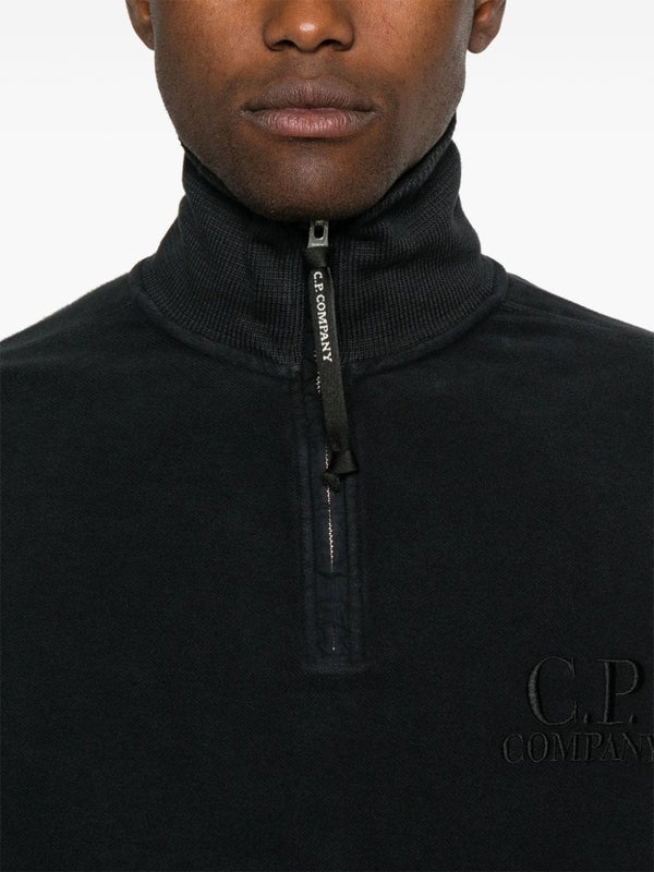 Logo Embroidered High Neck Half-Zip
  Sweatshirt - Image 5