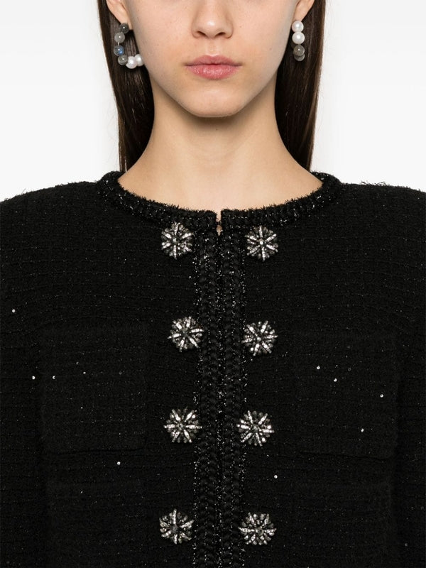 Crystal Decoration Cropped Jacket - Image 5