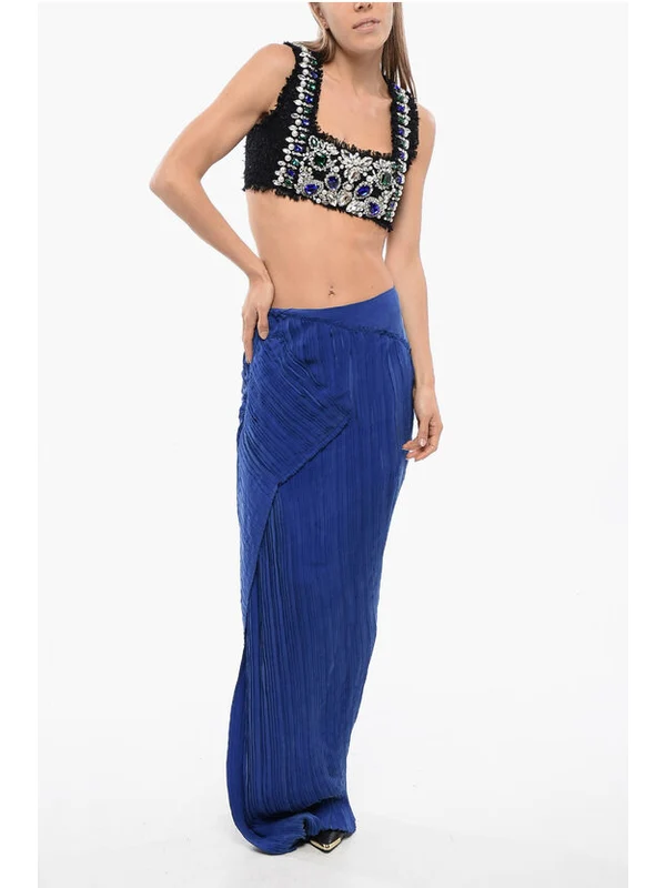 Asymmetric Draped Slit Skirt - Image 4