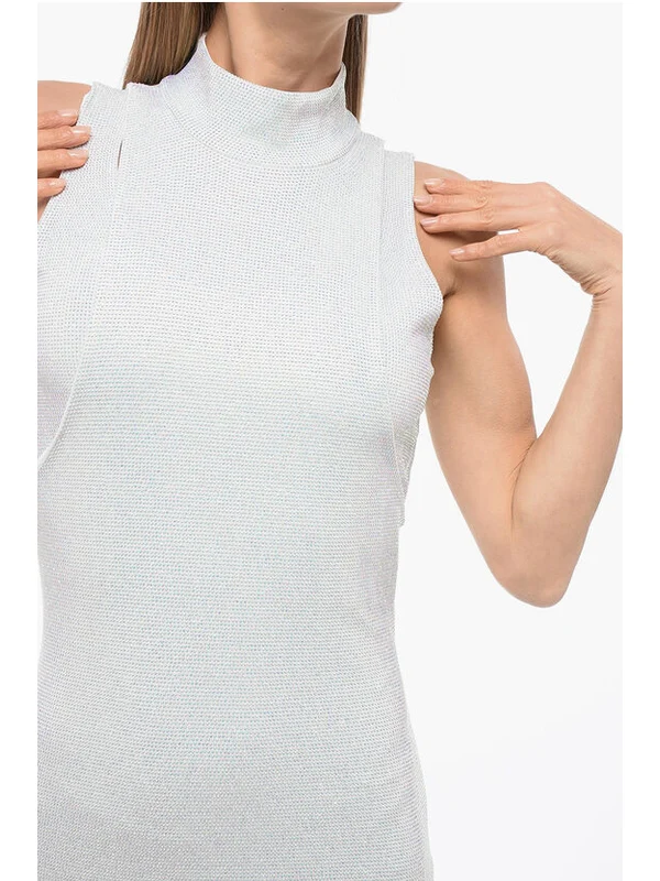 Crystal Embellished Layered Sleeveless Dress - Image 3