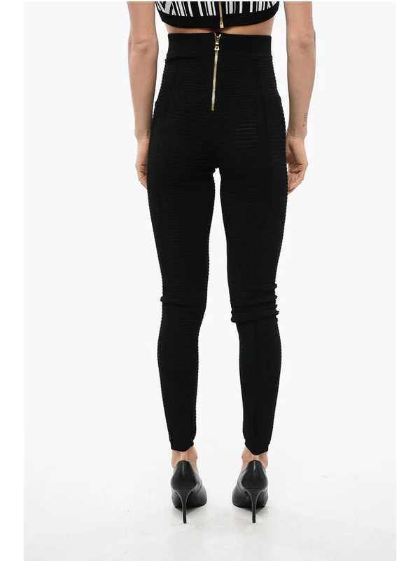 High-Waist Ribbed Knit Leggings - Image 2
