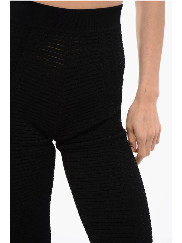 High-Waist Ribbed Knit Leggings - Image 3