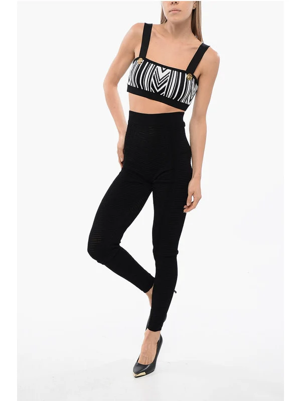 High-Waist Ribbed Knit Leggings - Image 4