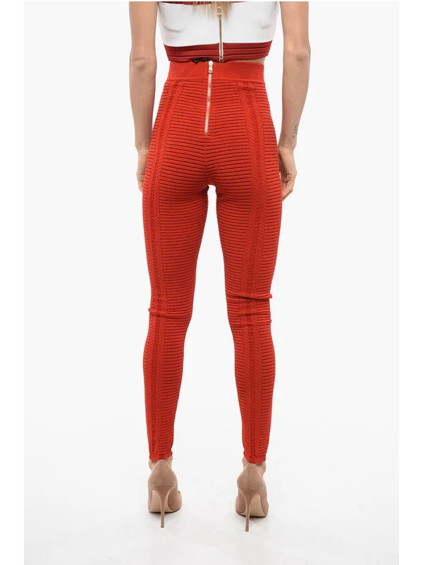 High-Waist Ribbed Knit Leggings - Image 2