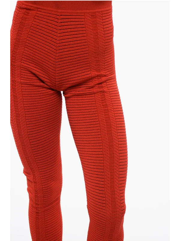 High-Waist Ribbed Knit Leggings - Image 3