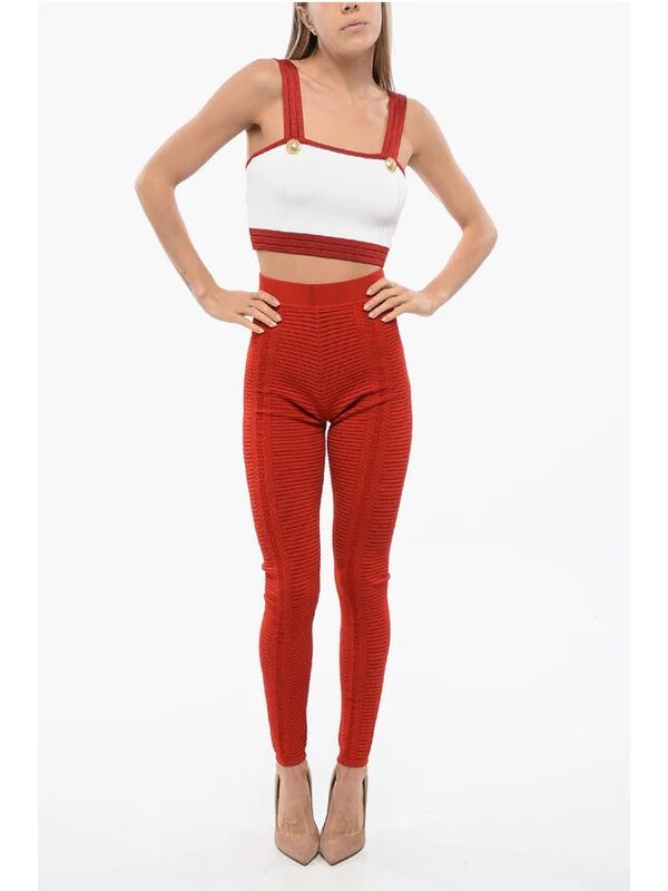 High-Waist Ribbed Knit Leggings - Image 4