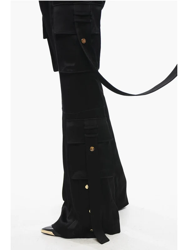 Multi-Pocket Satin Cargo Pants - Image 3