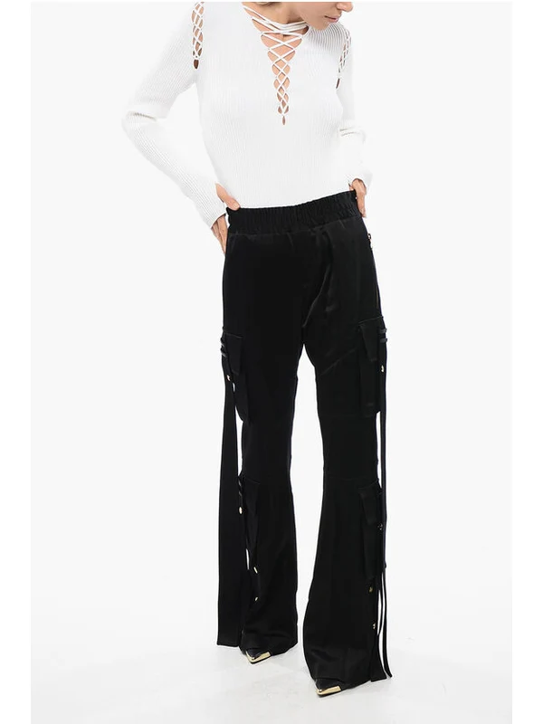 Multi-Pocket Satin Cargo Pants - Image 4