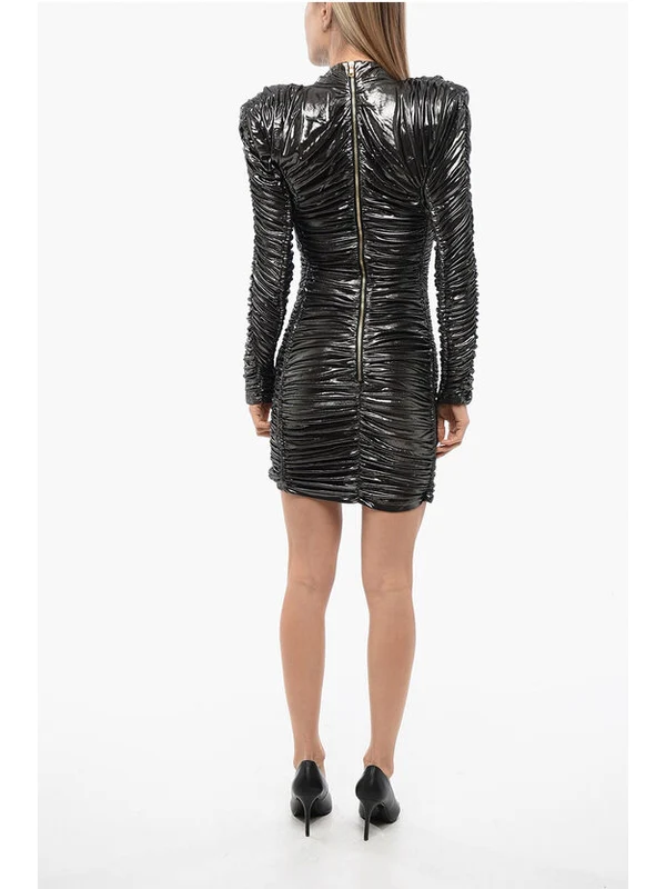Draped Metallic Dress - Image 2