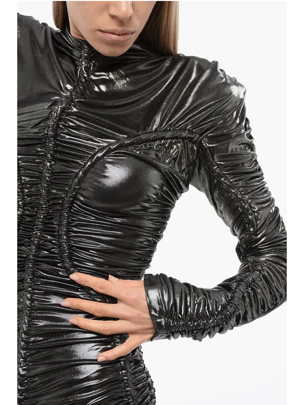 Draped Metallic Dress - Image 3