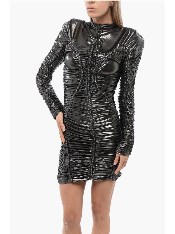 Draped Metallic Dress - Image 4