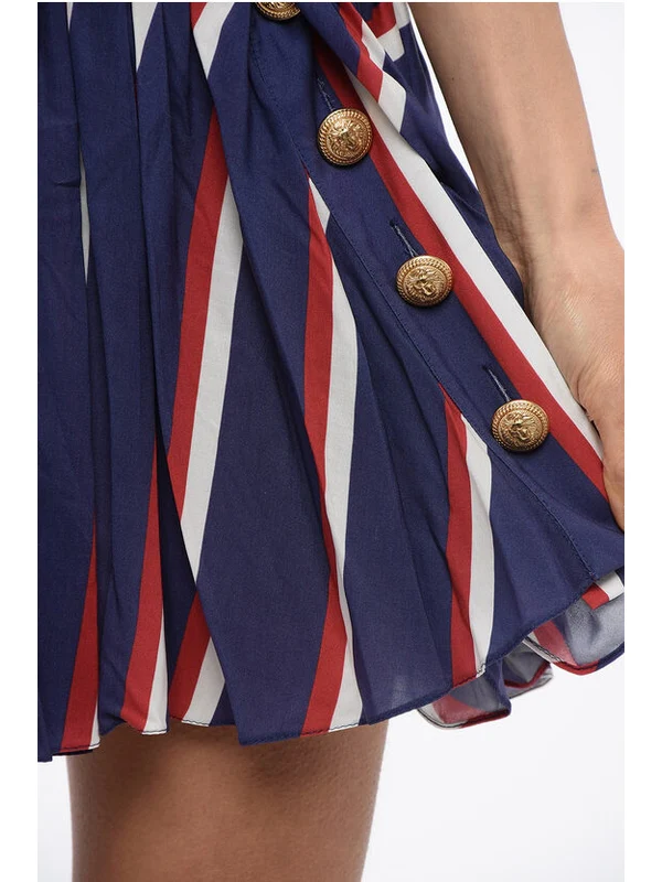 Stripe Tie Pleat Skirt - Image 3