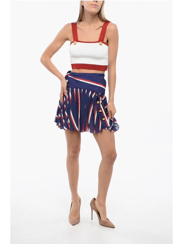 Stripe Tie Pleat Skirt - Image 4