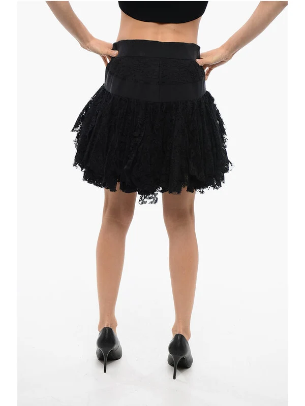 Front Zip Lace Ruffle Skirt - Image 2