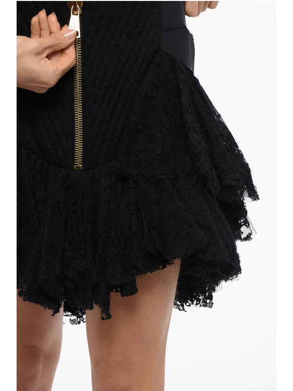 Front Zip Lace Ruffle Skirt - Image 3