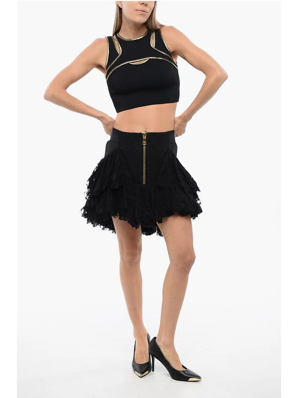 Front Zip Lace Ruffle Skirt - Image 4