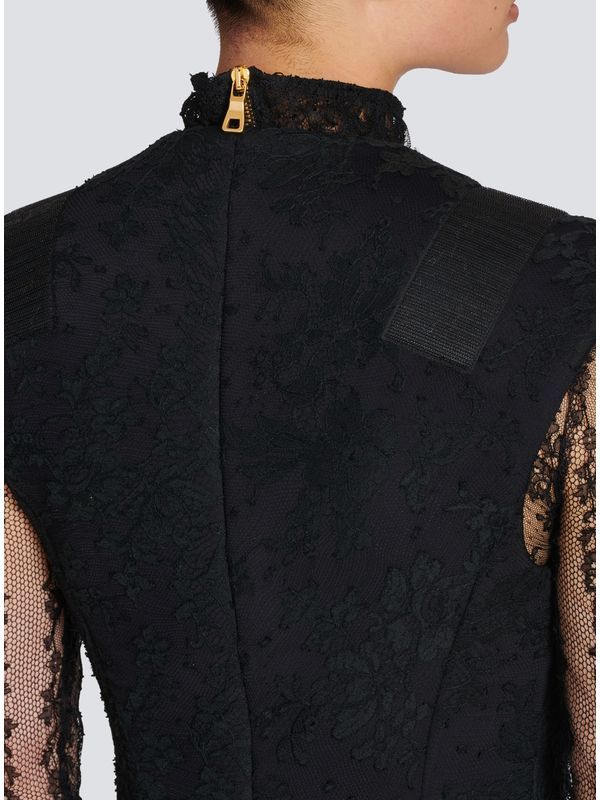 Shoulder Pad Single-Breasted Lace Vest - Image 6