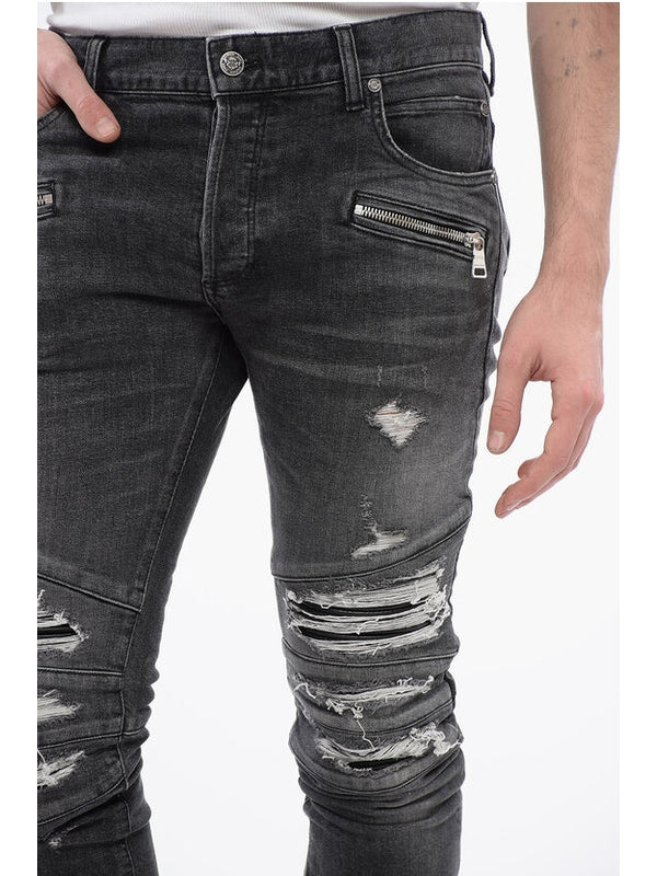 Balmain Gray Denim Pants - Image 3