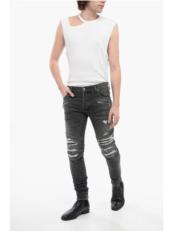 Balmain Gray Denim Pants - Image 4