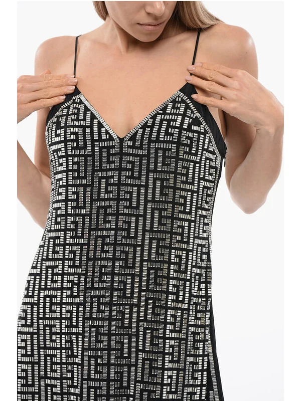 Monogram Rhinestone Embellished Sleeveless Dress - Image 3