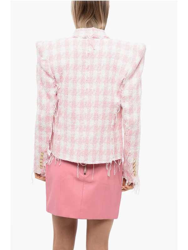 Houndstooth Check Tweed Wool Jacket - Image 2