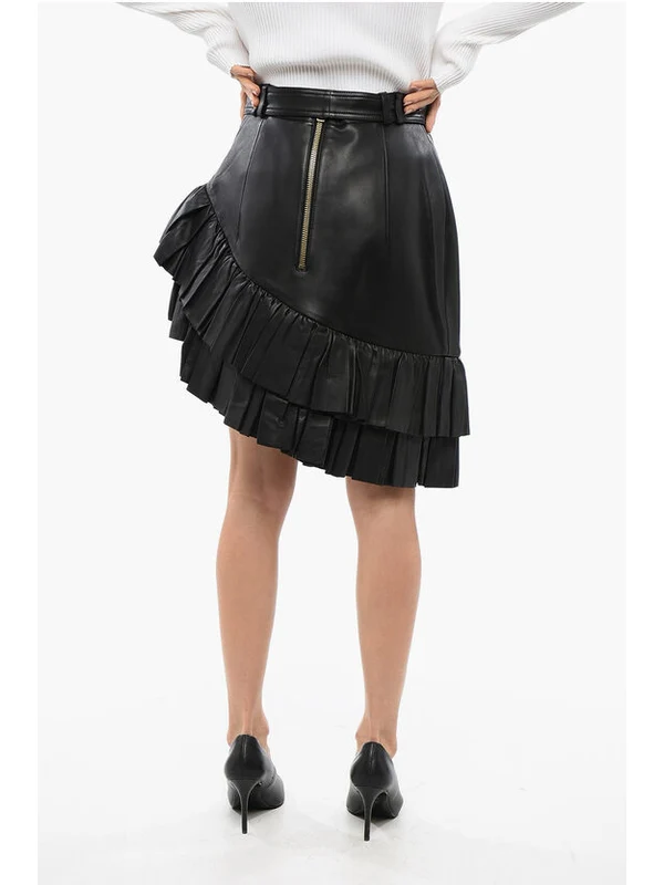 Logo Belt Asymmetric Ruffle Skirt - Image 2