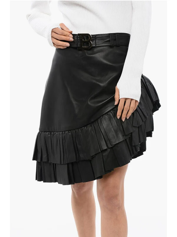 Logo Belt Asymmetric Ruffle Skirt - Image 3