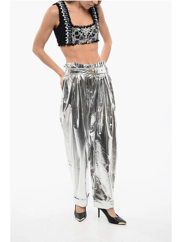 Belt Pleated Turn-up Pants - Image 4
