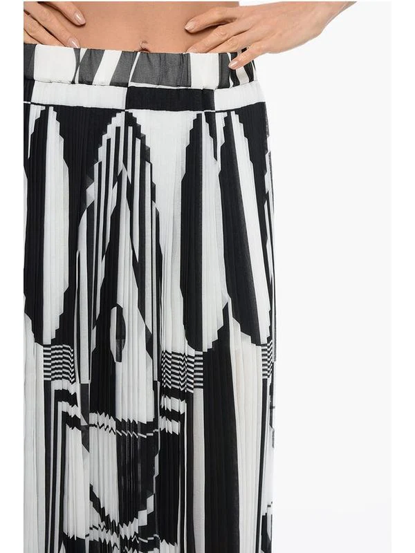 Geometric Pattern Pleated Banding Skirt - Image 4