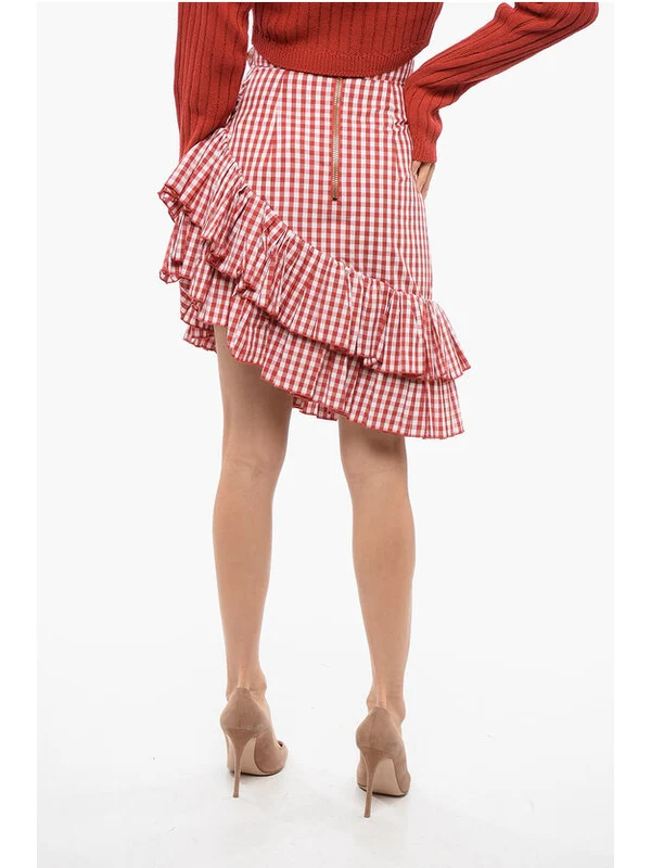 Logo Belt Gingham Check Ruffle Skirt - Image 2