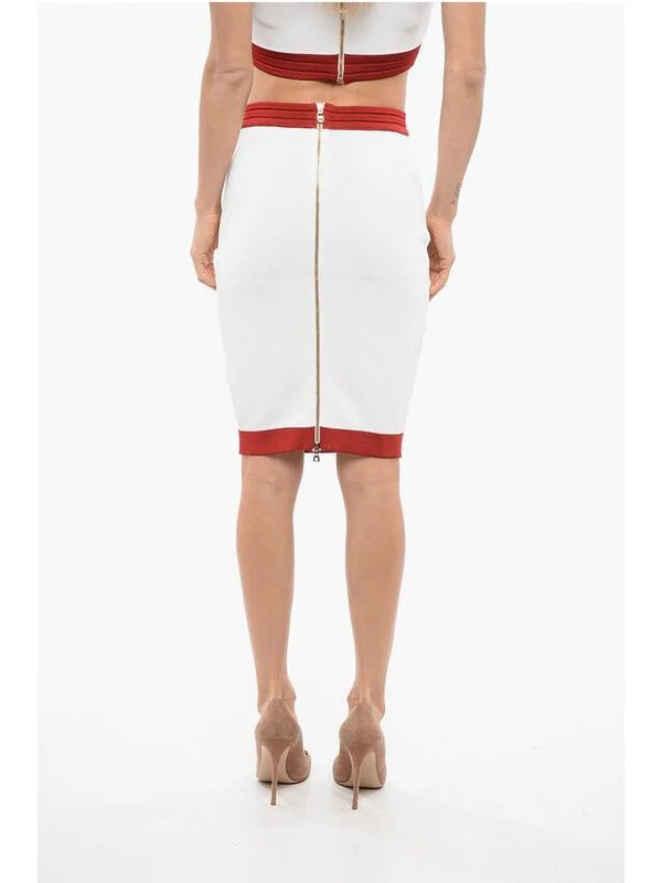 Logo Button Two-tone Knit Skirt - Image 3