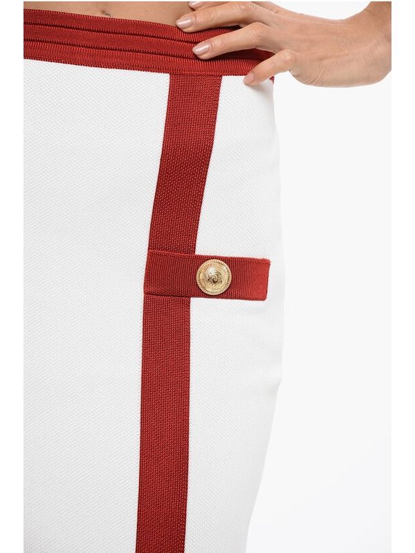 Logo Button Two-tone Knit Skirt - Image 4