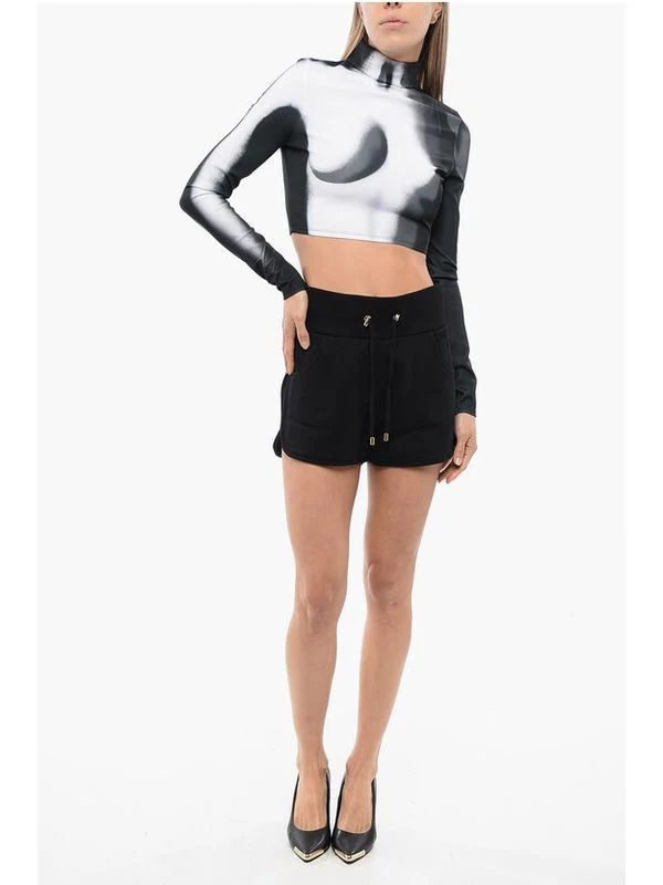 Printing High-neck Crop Long-sleeve Top - Image 4
