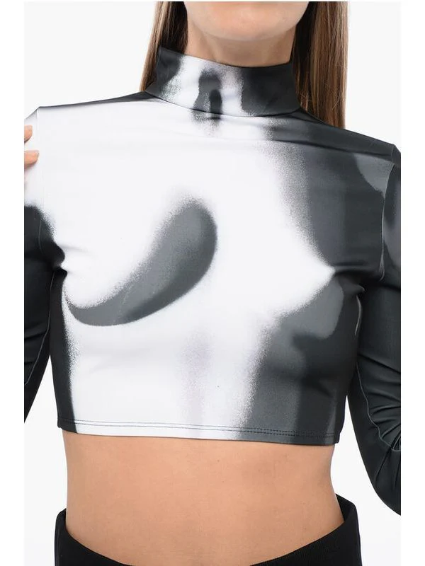 Printing High-neck Crop Long-sleeve Top - Image 5