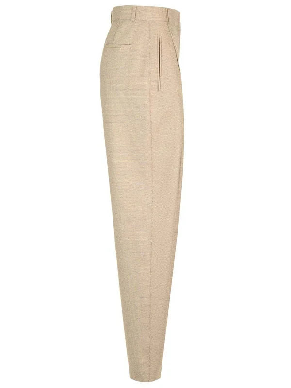 Micro Check Wool Trousers - Image 3