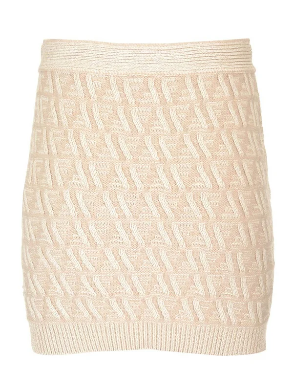 FF Jacquard Pattern Wool Cashmere Skirt - Image 2
