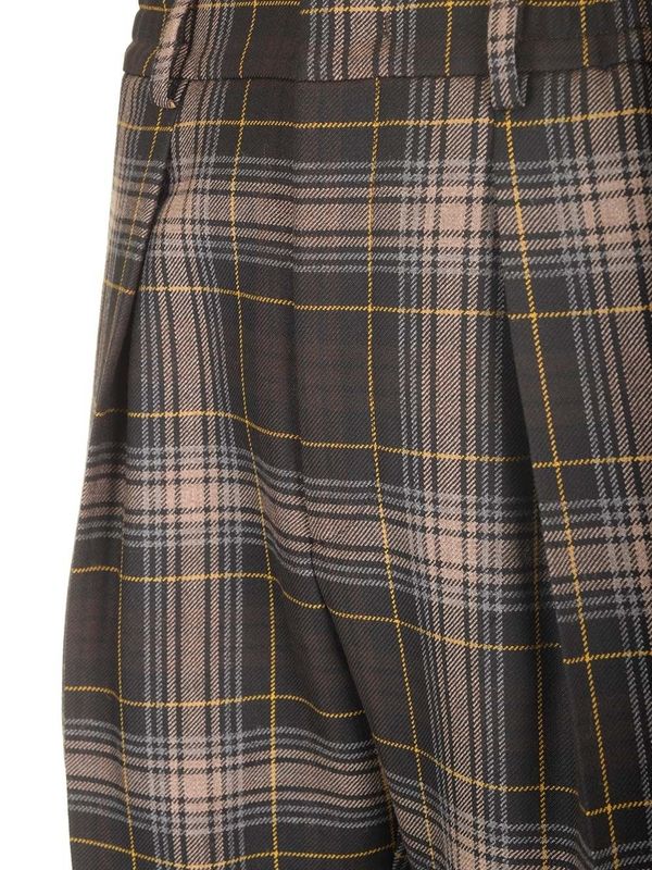 Tartan Check Pattern Wool Trousers - Image 5