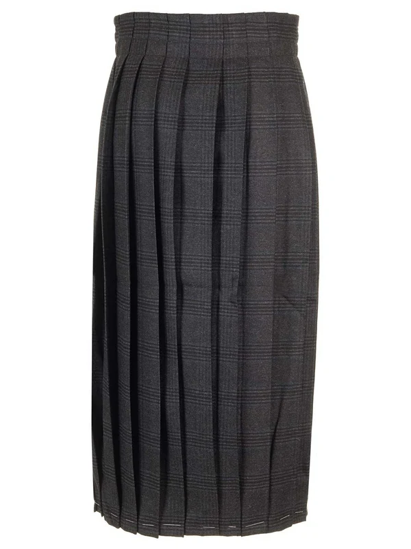 Suiting Check Pattern Pleated Skirt - Image 2