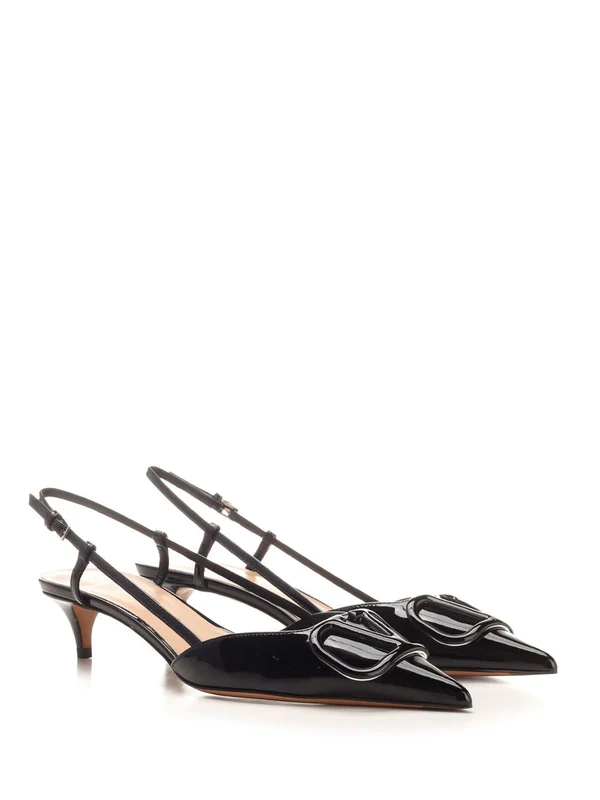 V Logo Leather Slingback Heel - Image 2