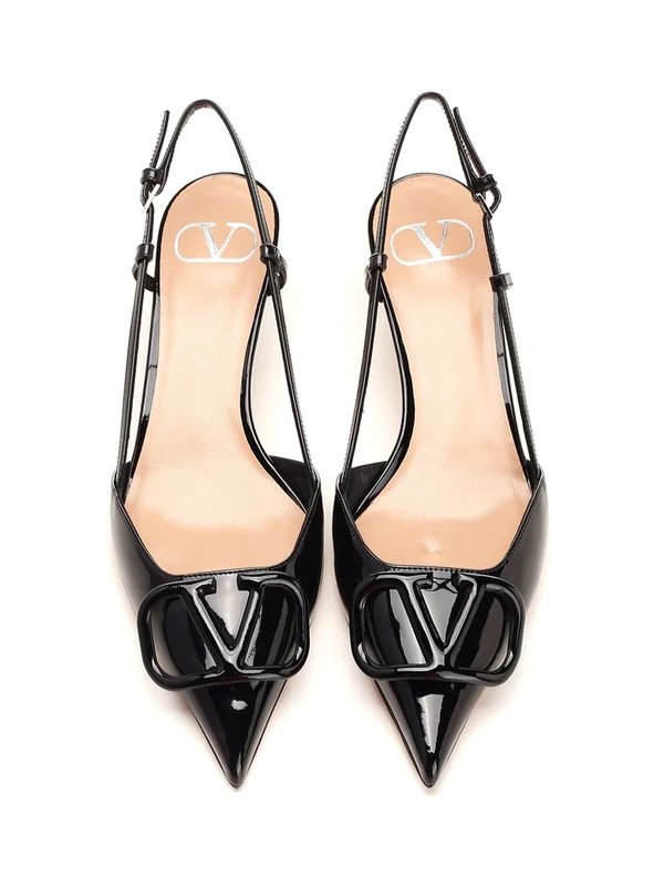 V Logo Leather Slingback Heel - Image 5