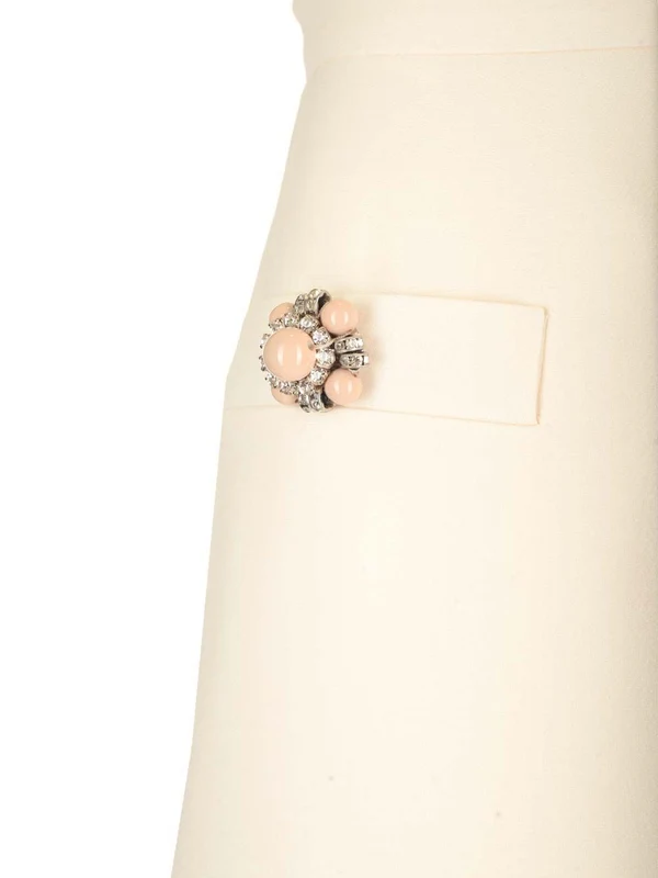 Jewel Button Wool Silk Mini Skirt - Image 4