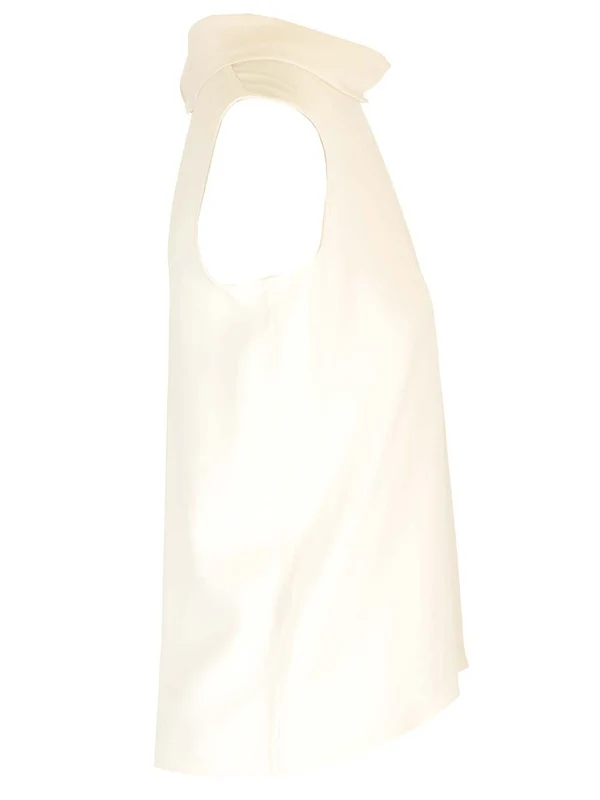 High-Neck Silk Sleeveless Top - Image 3