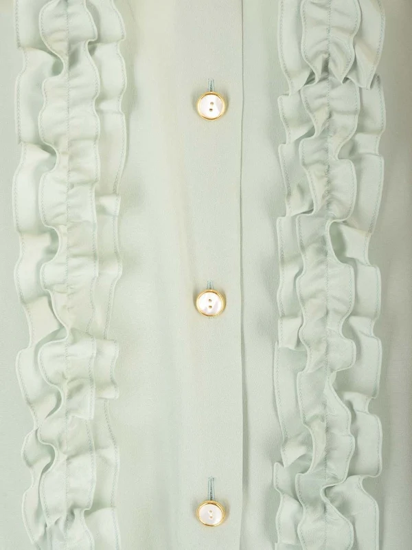 Ruffle Trim Silk Shirt - Image 5