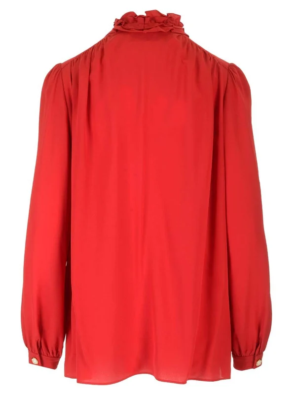 Ruffle Trim Silk Shirt - Image 2