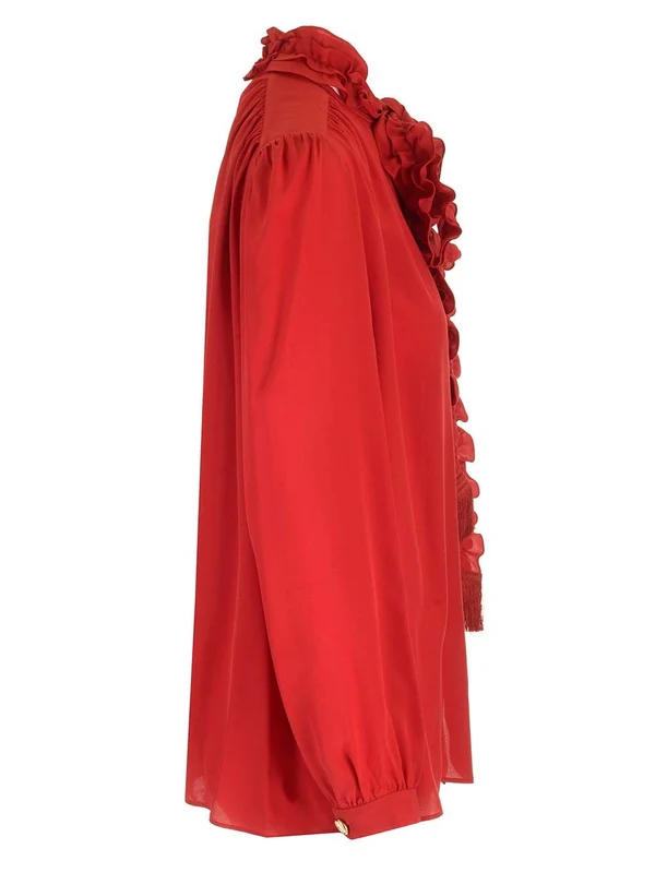 Ruffle Trim Silk Shirt - Image 3