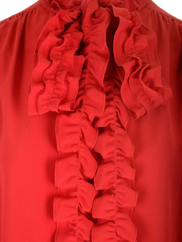 Ruffle Trim Silk Shirt - Image 4