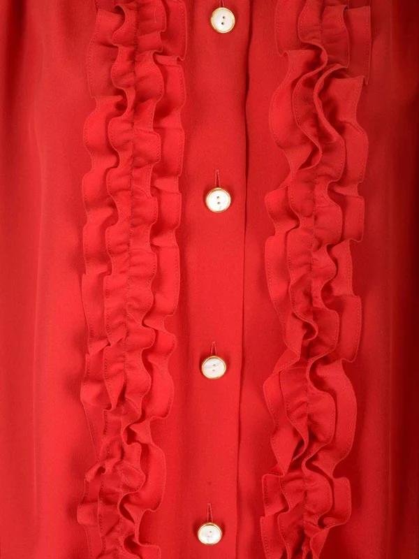 Ruffle Trim Silk Shirt - Image 5